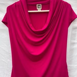 Fuschia Pink, Sleeveless & Drapey, Anne Klein Blouse, M